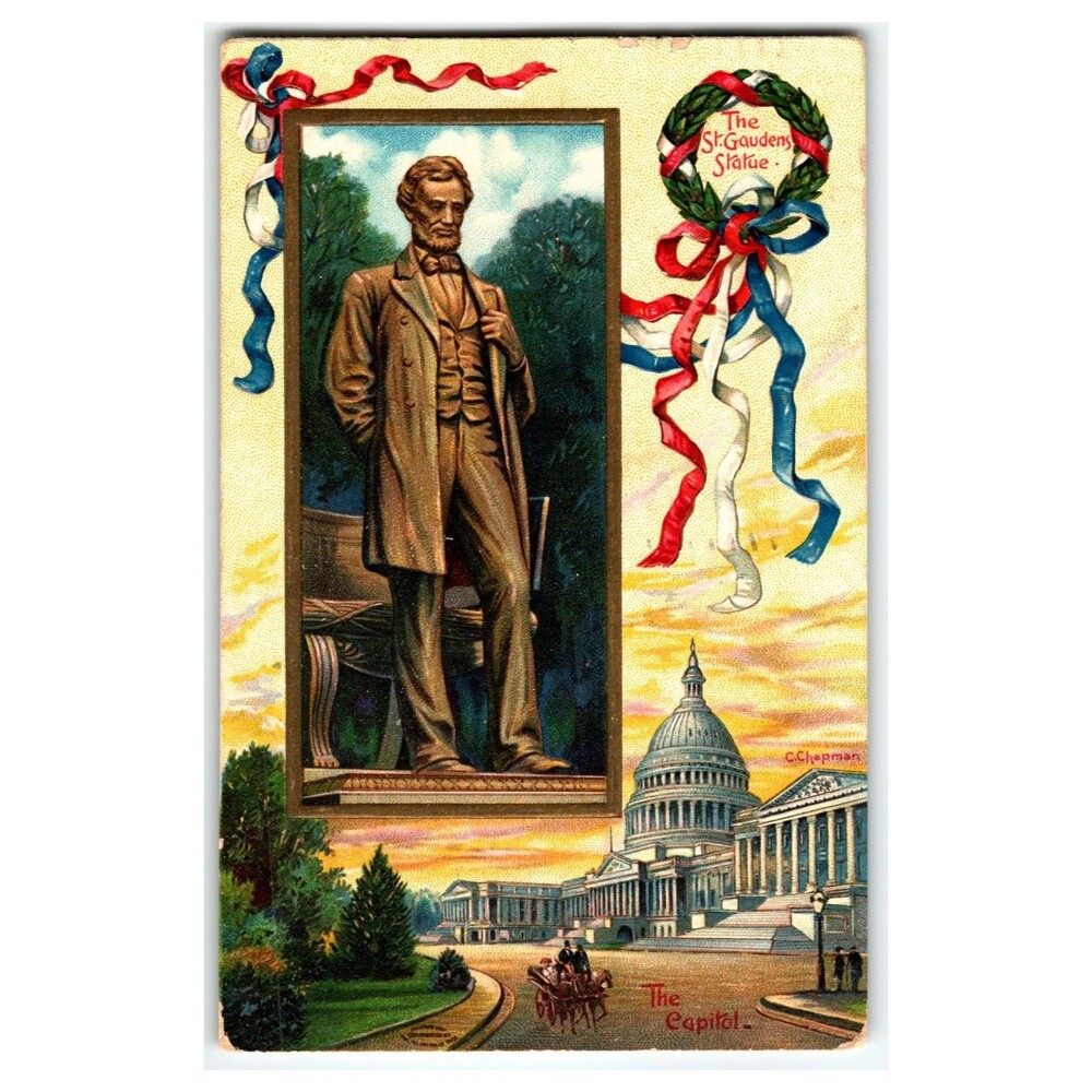 Abraham Lincoln St Gaudens Statue Portrait The Capitol President Political 1909
